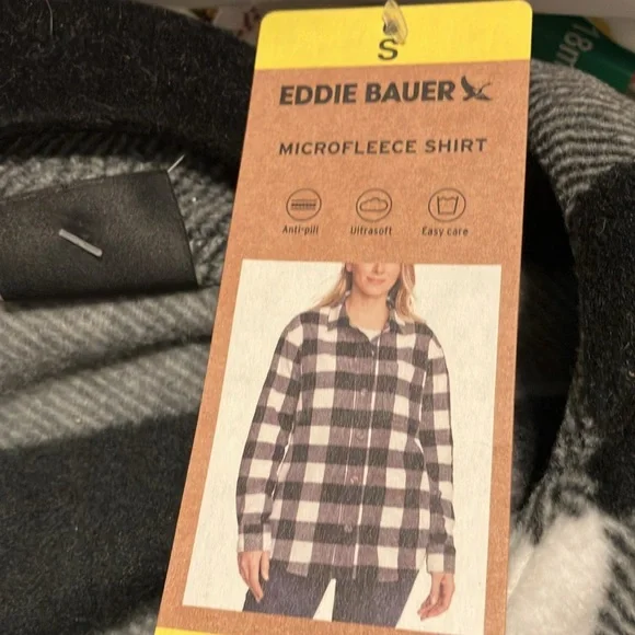 Eddie Bauer Black and White Microfleece Shirt - Picture 7 of 8